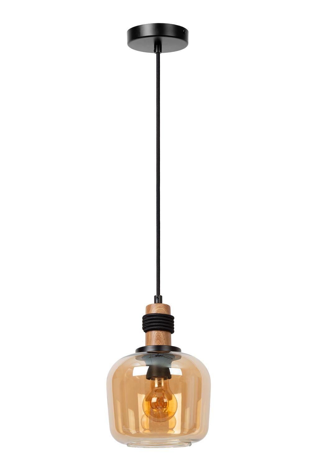 Suspension Ilona ambrée et noire, verre (45408/18/62)