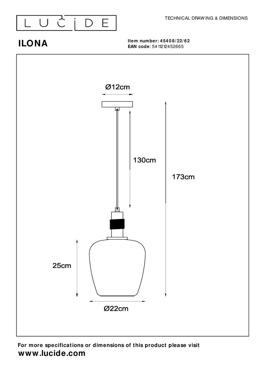 Suspension Ilona ambrée et noire, verre (45408/22/62)