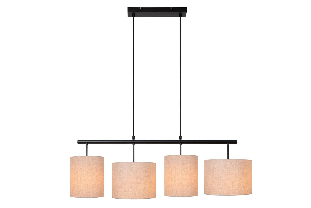 Suspension Maya 4 lumières beige et noire, coton
