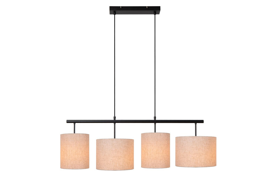 Suspension Maya 4 lumières beige et noire, coton