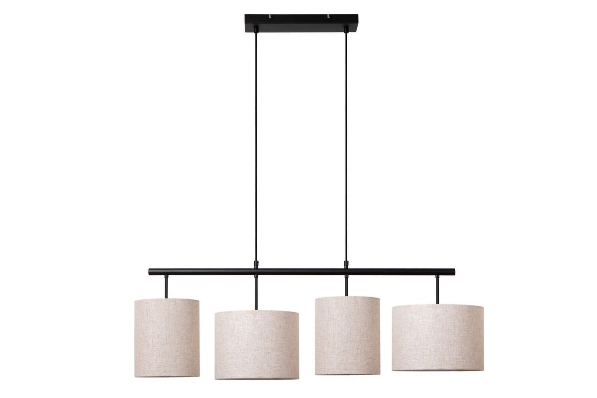 Suspension Maya 4 lumières beige et noire, coton
