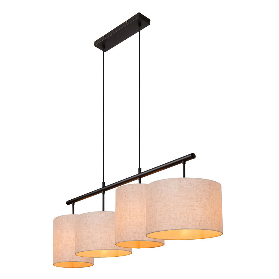 Suspension Maya 4 lumières beige et noire, coton