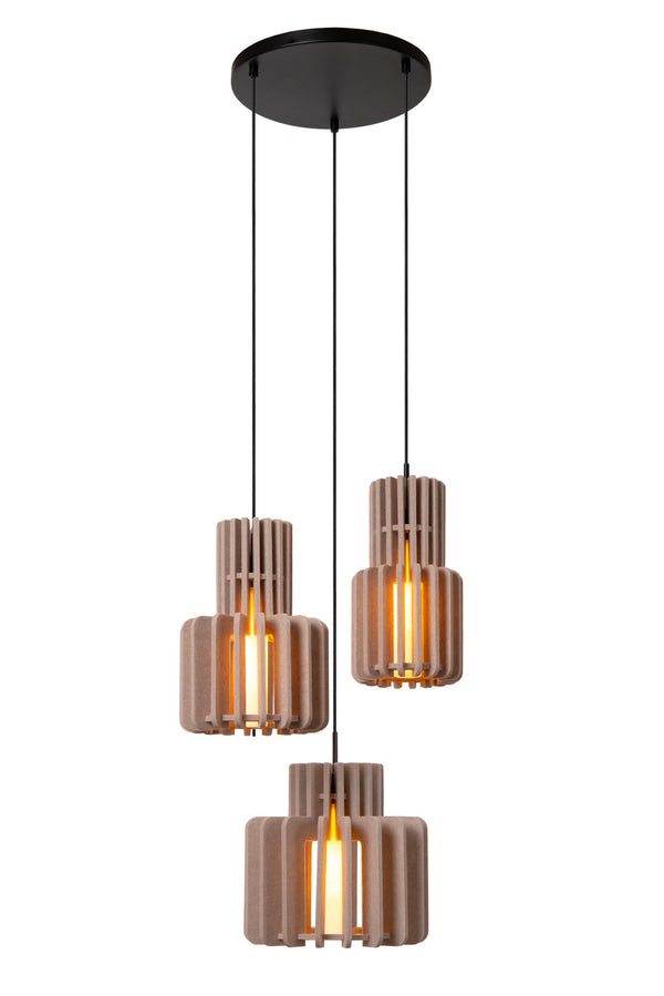 Suspension Rollo 3 lumières taupe, verre