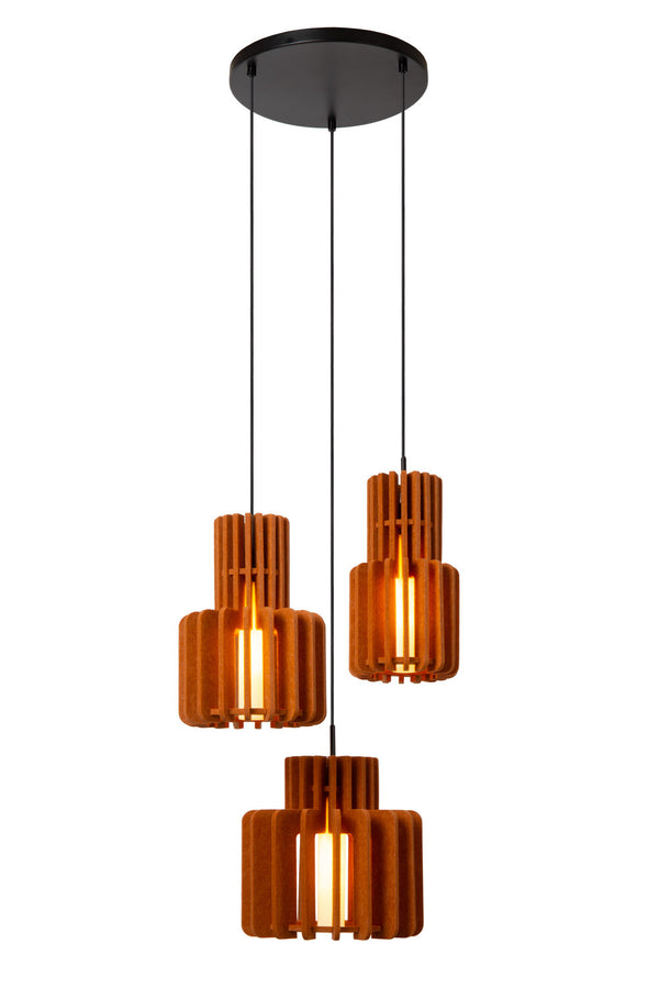 Suspension Rollo 3 lumières rouge, verre