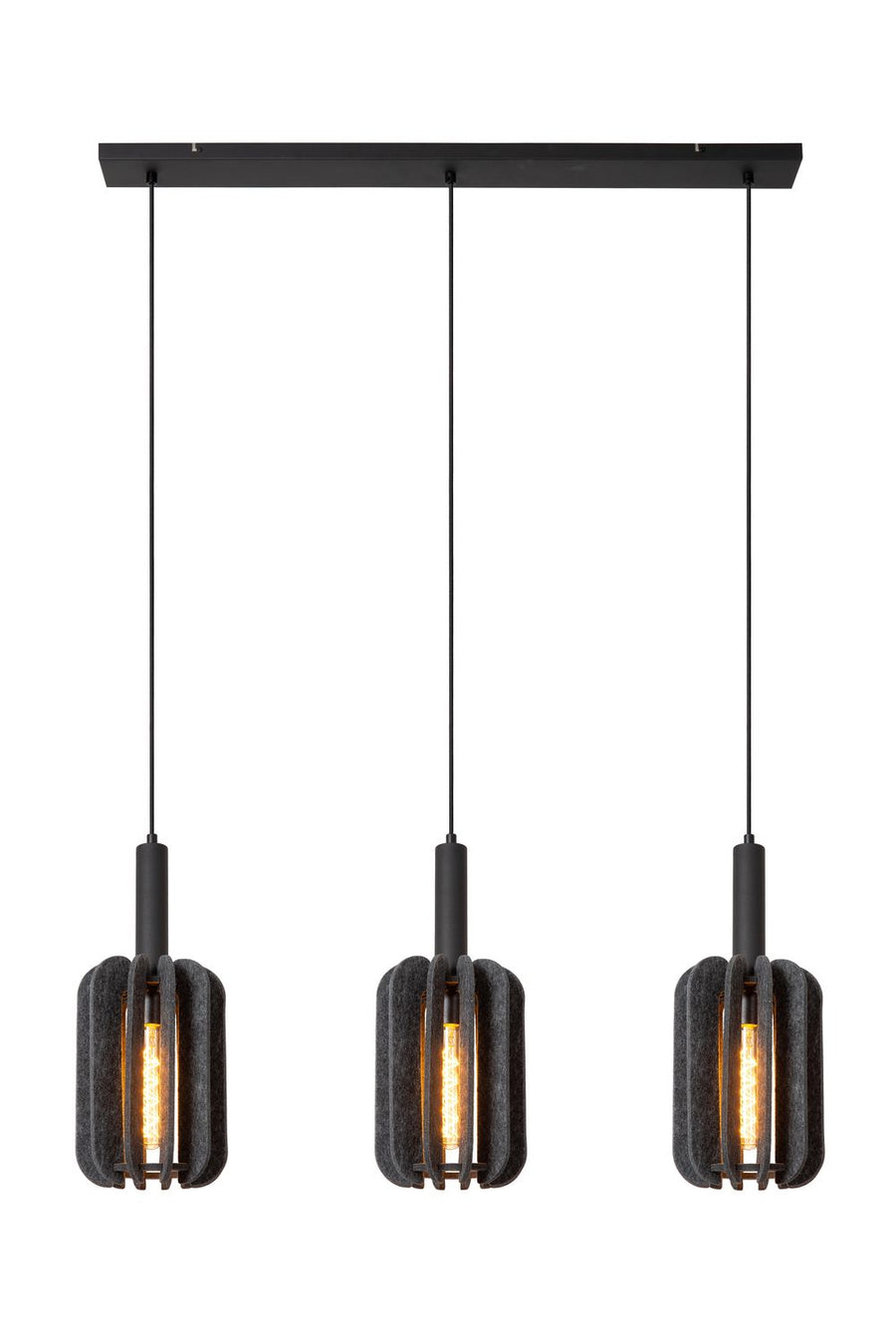 Suspension Rafal 3 lumières grise et noire, L 98 cm