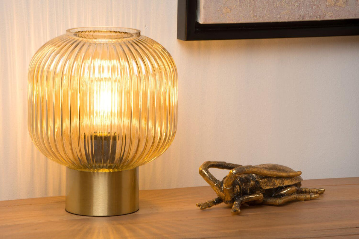 Lampe à poser Maloto ambrée et dorée mat, verre