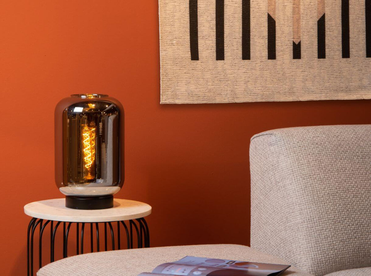 Lampe à poser Joanet fumée et grise, verre