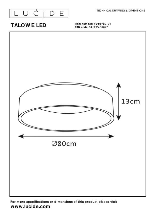 Plafonnier Talowe blanc, Ø 80 cm