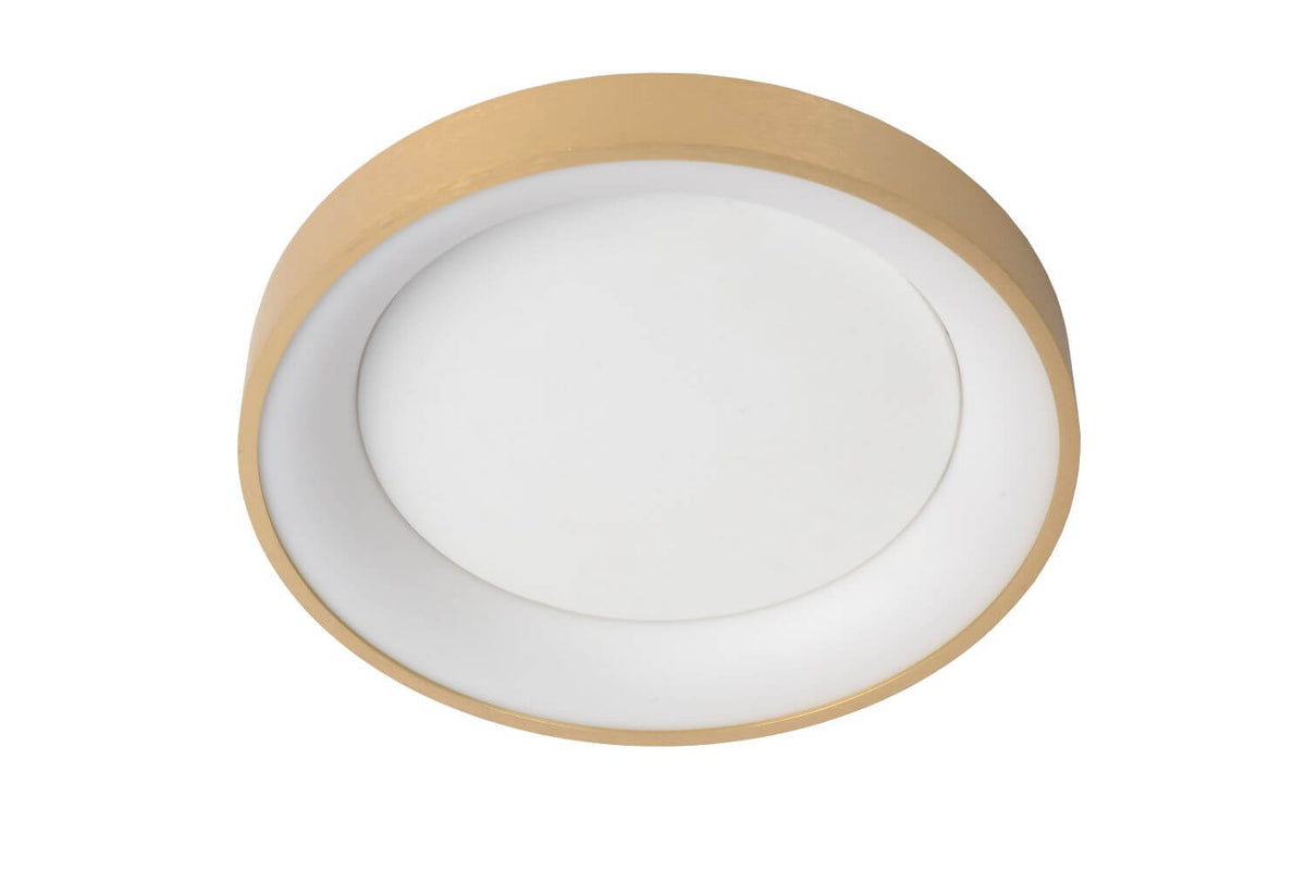 Plafonnier Vidal doré mat et opale, Ø 28 cm
