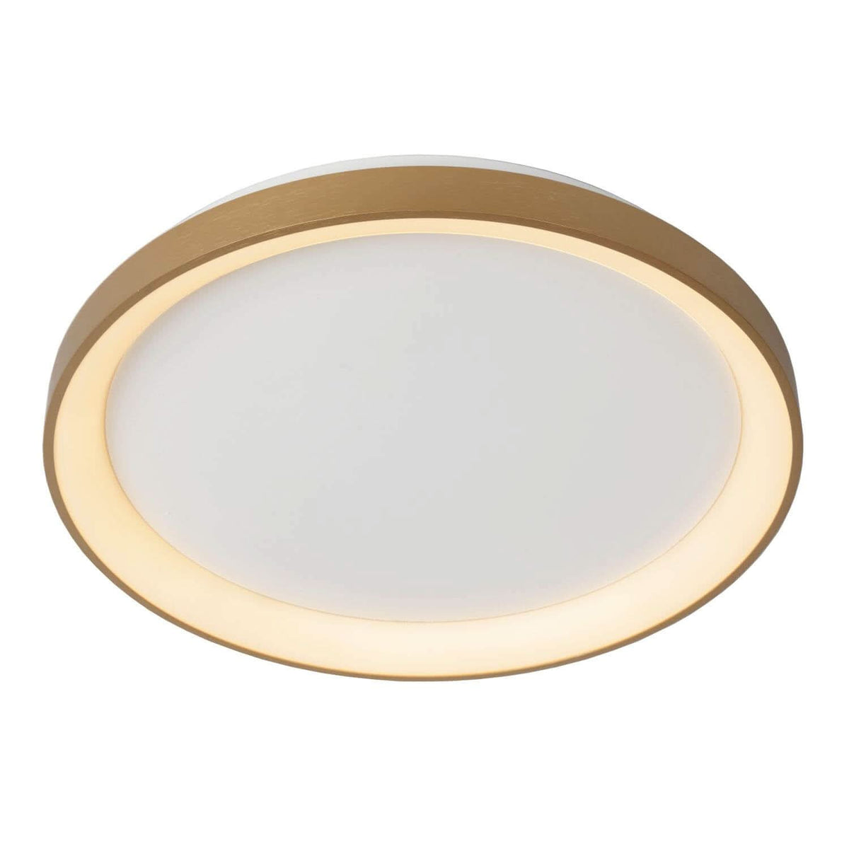 Plafonnier Vidal doré mat et opale, Ø 48 cm