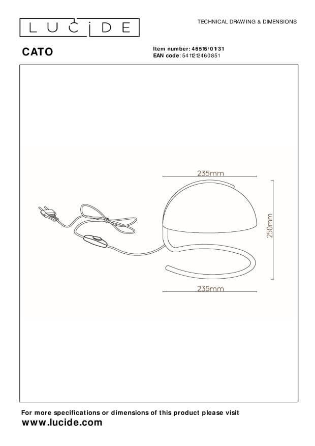 Lampe à poser Cato blanche et dorée mat, verre