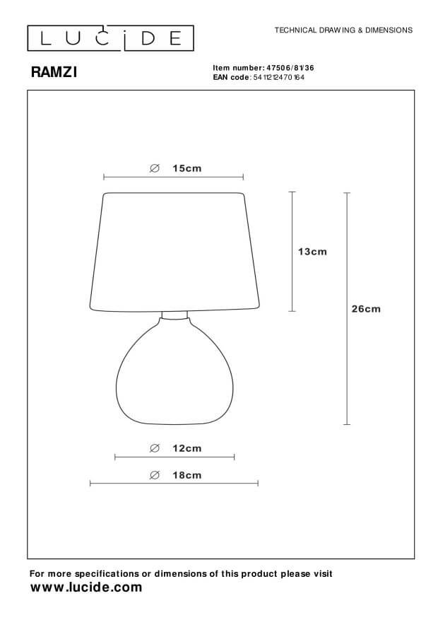 Lampe à poser Ramzi grise, coton