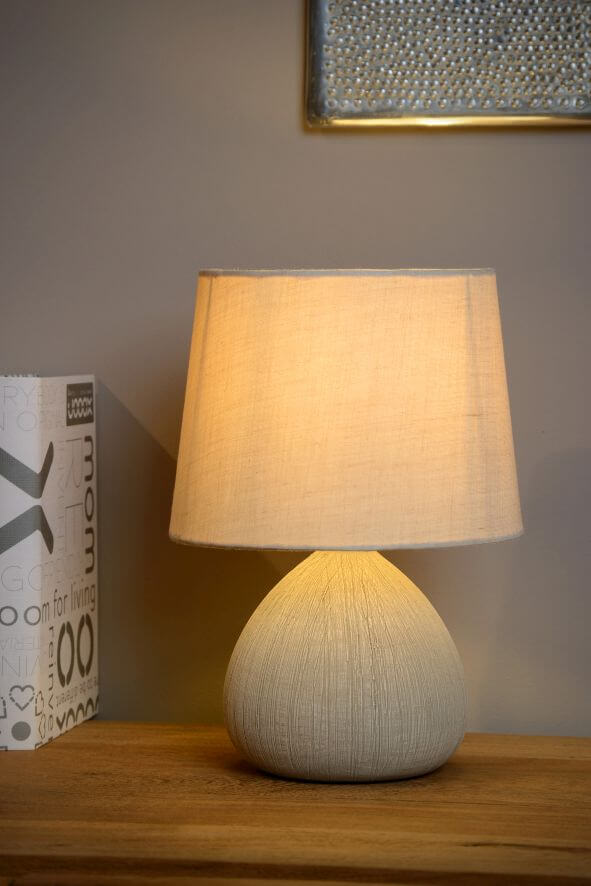 Lampe à poser Ramzi beige, coton