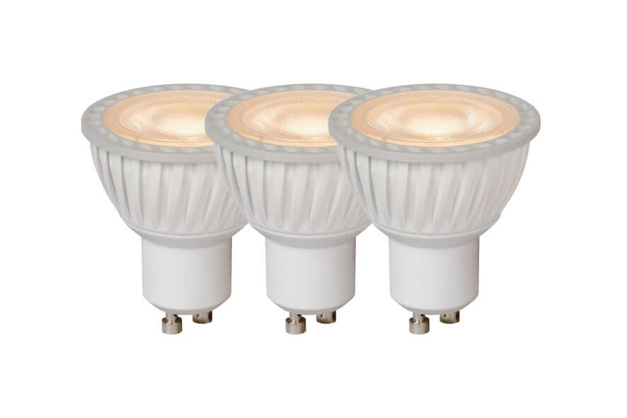 Lot de 3 ampoules LED GU10 blanche et transparente, 5 W | Lucide