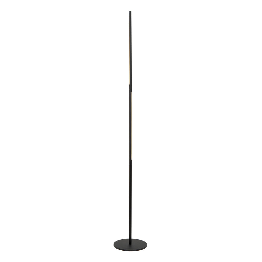 Lampadaire éteint de profil, silhouette très fine sur toute sa hauteur.