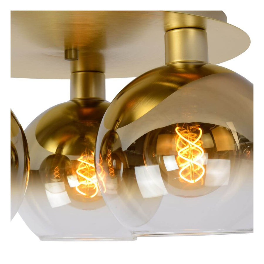 Plafonnier Marius 3 lumières doré mat, verre