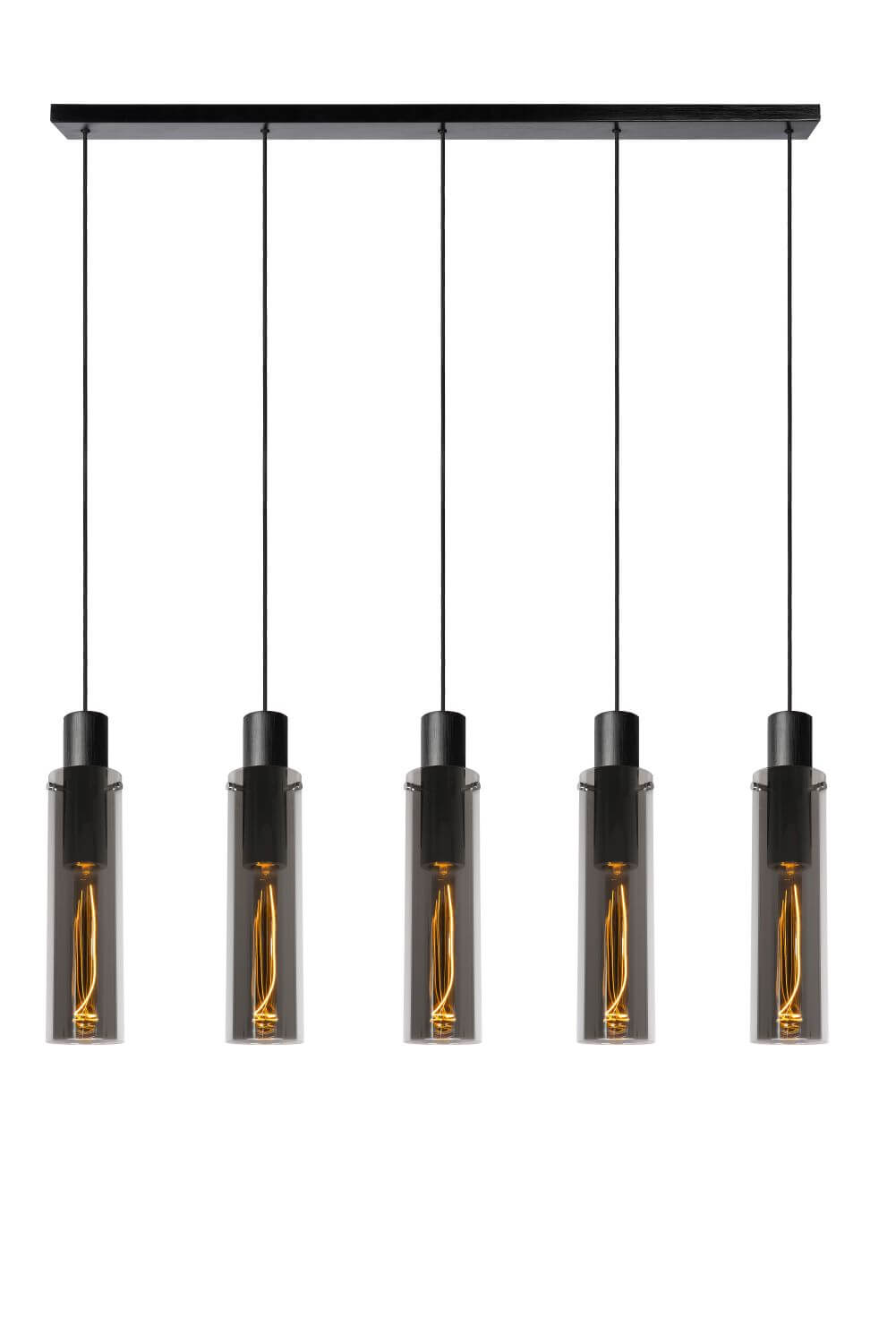 Suspension Orlando 5 lumières fumée et grise, verre