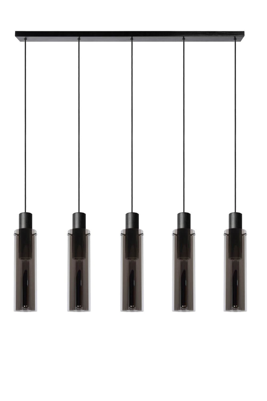 Suspension Orlando 5 lumières fumée et grise, verre