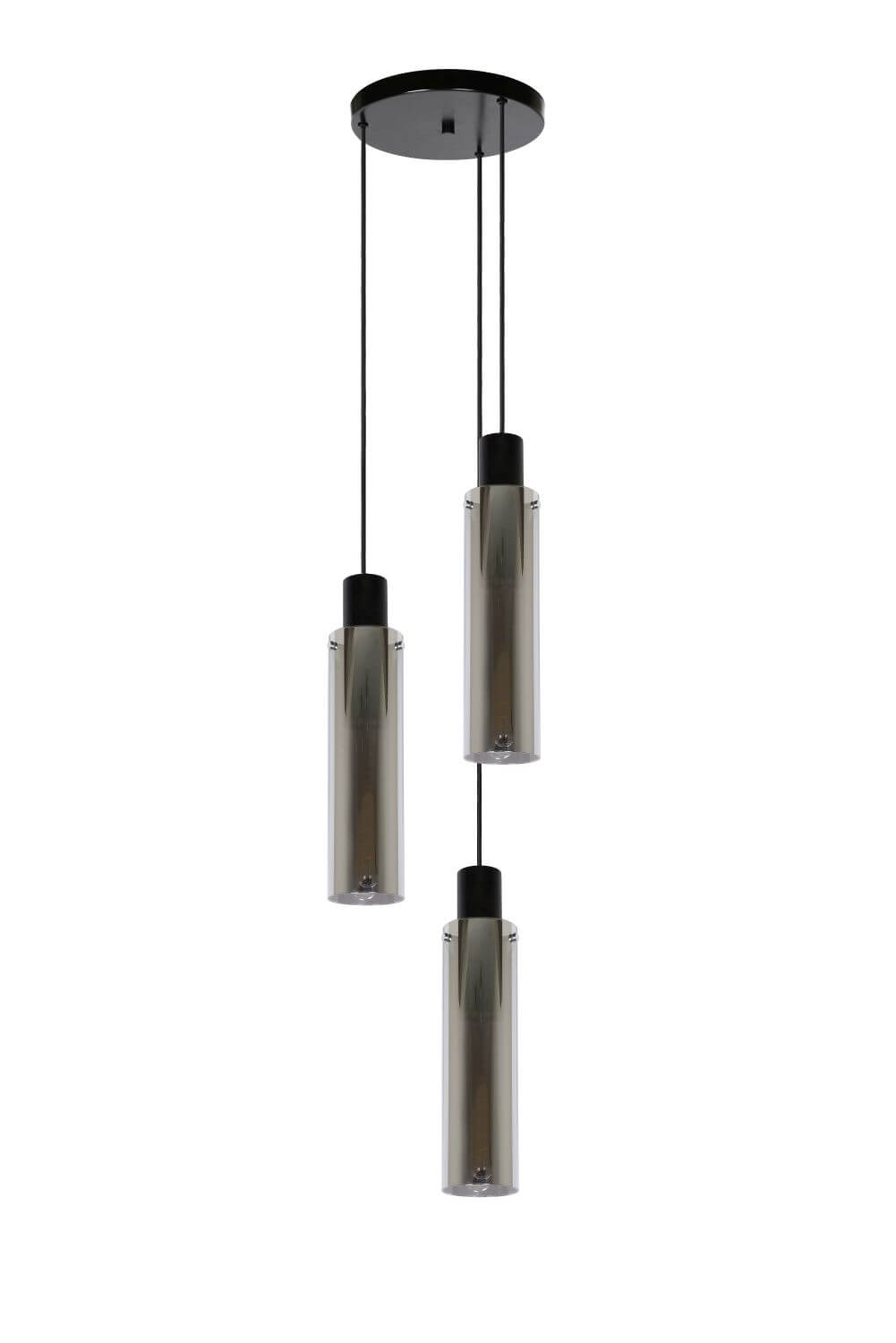 Suspension Orlando 3 lumières fumée et grise, verre