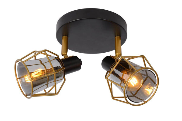 Plafonnier Nila 2 lumières noir et fumé