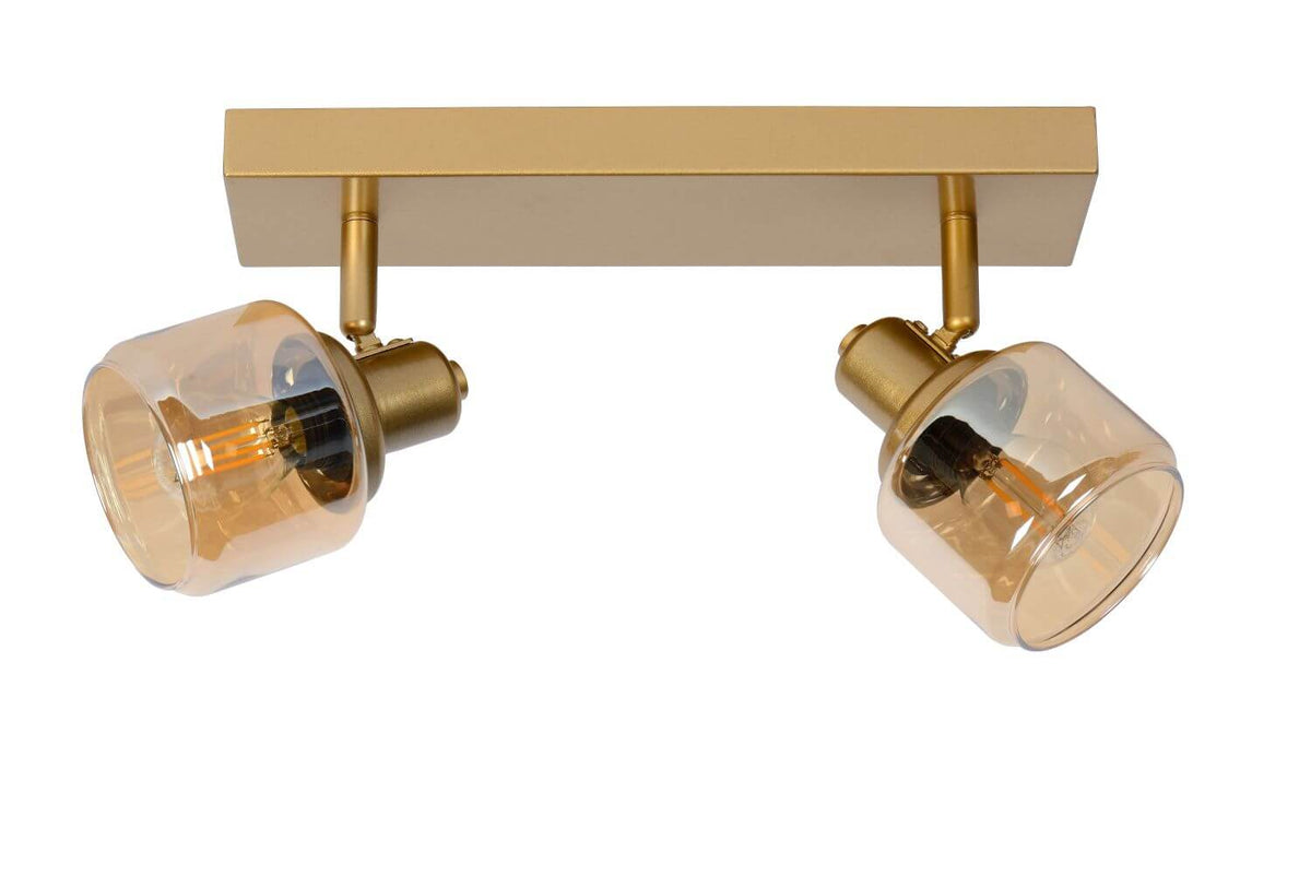 Plafonnier Bjorn 2 lumières doré mat, verre