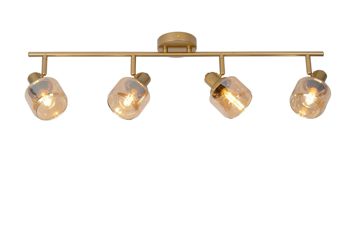Plafonnier Bjorn 4 lumières doré mat, verre