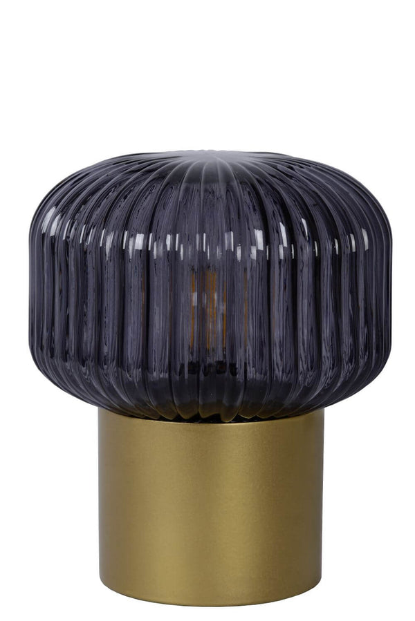 Lampe à poser Jany dorée mat et fumée, verre
