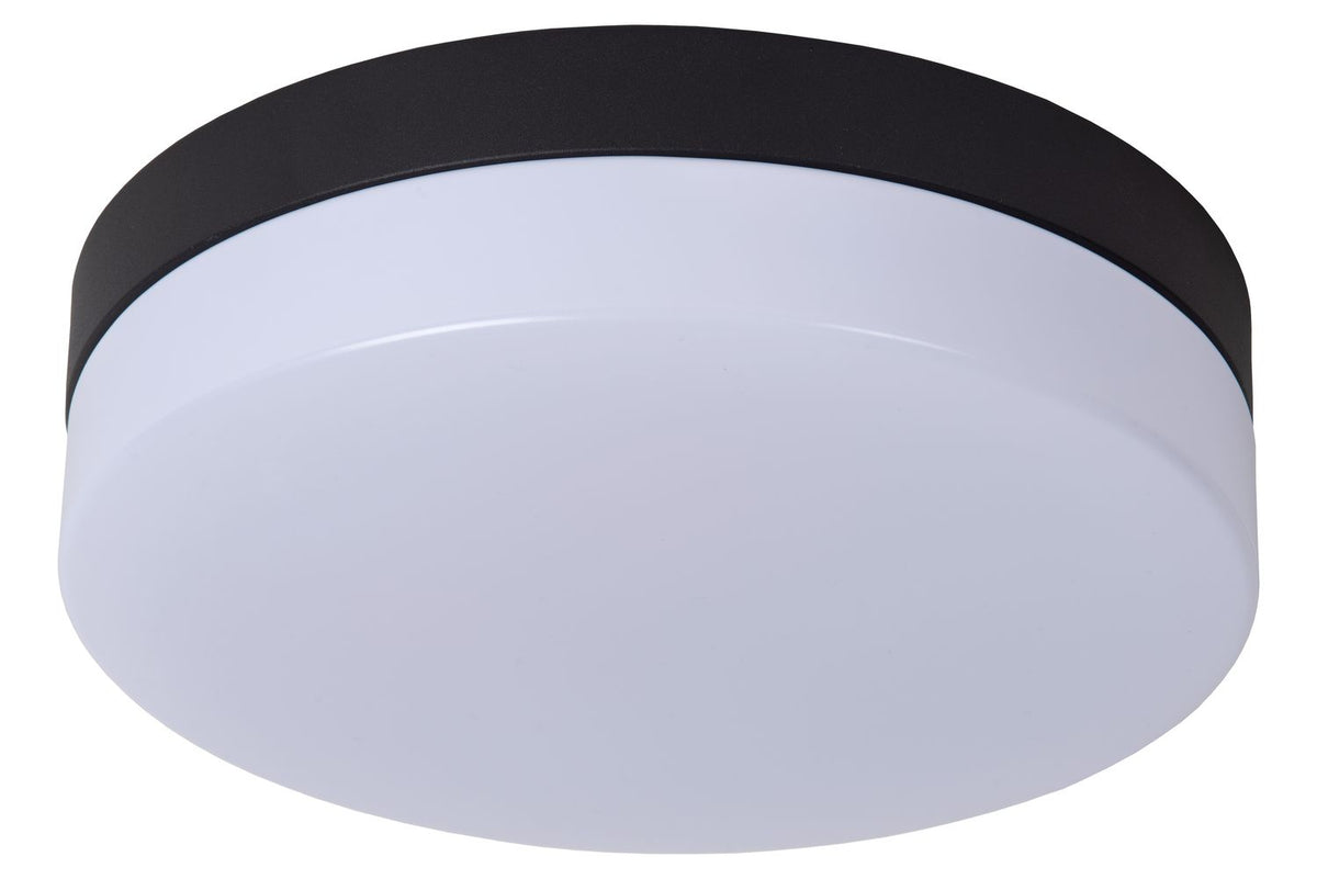 Plafonnier Biskit noir et opale, Ø 23 cm