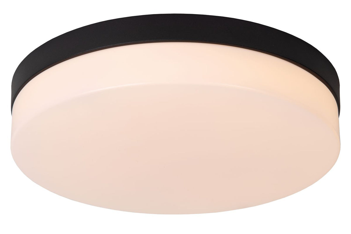Plafonnier Biskit noir et opale, Ø 34,5 cm