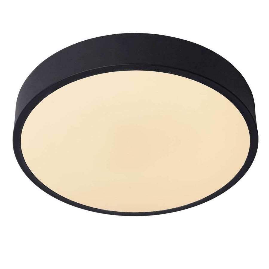 Plafonnier Unar noir et opale, Ø 30 cm
