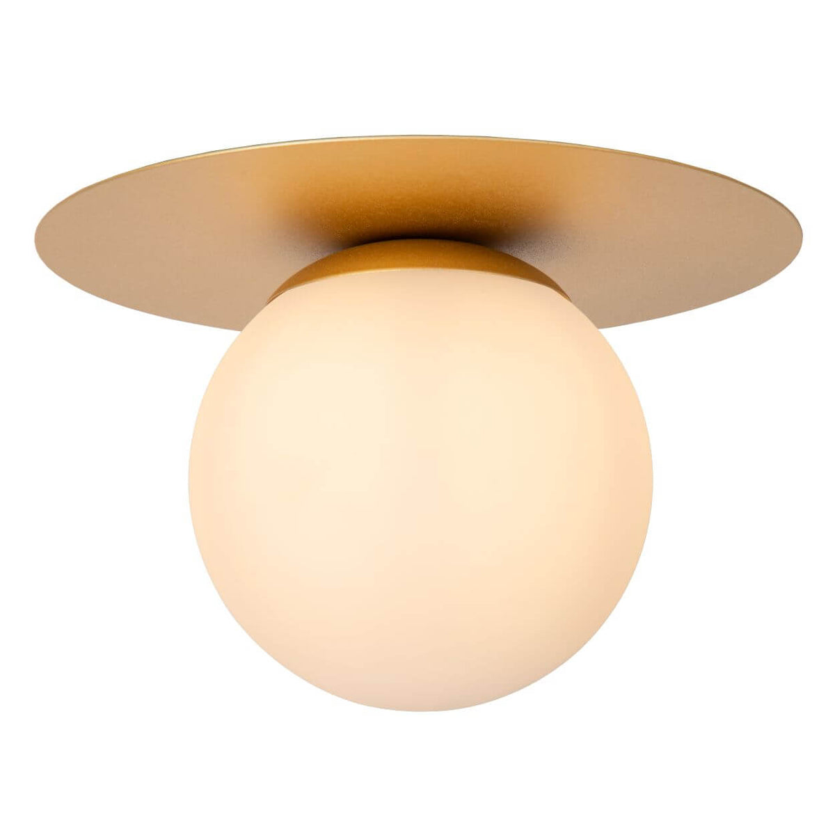 Plafonnier Tricia doré mat et opale, verre