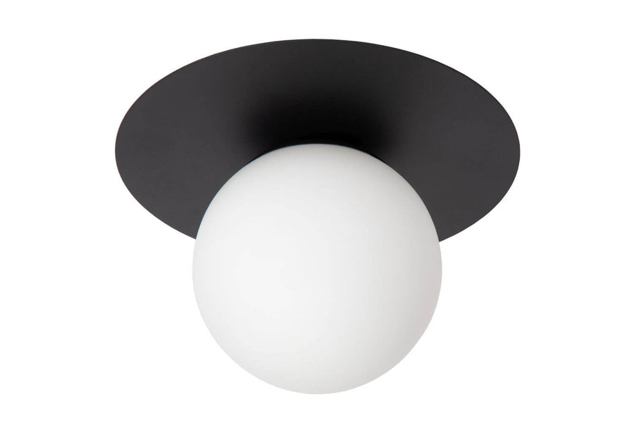 Plafonnier Tricia noir et opale, verre
