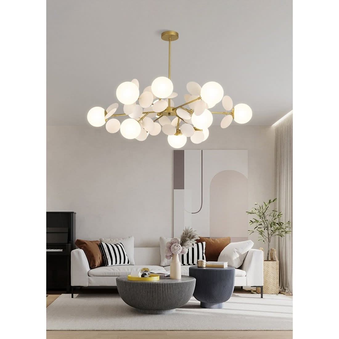 Lustre Fleurs Boule | Luminéa Flore - Designix Lustre Multicolore | 18 Lampes Blanc Chaud (3000K)