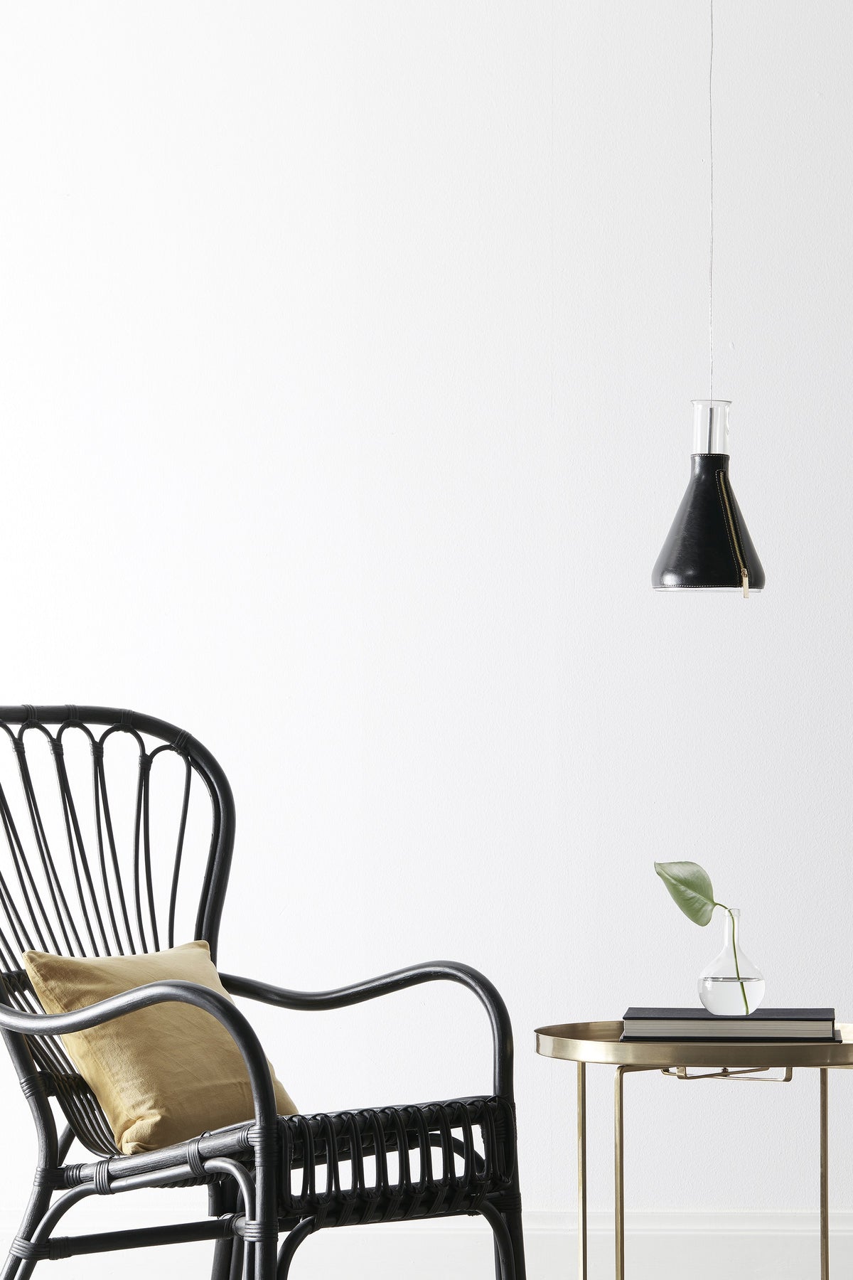 Suspension de fenêtre Zip chromée, noire et verre transparent