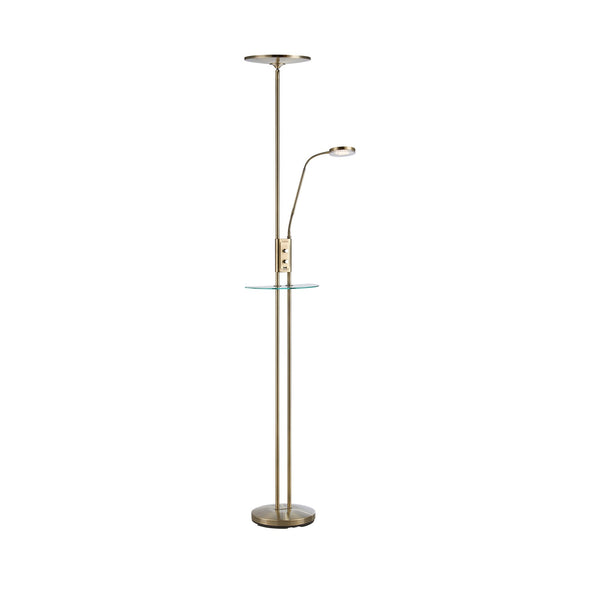 Lampadaire Friend LED avec port USB 2 lumières en laiton vieilli