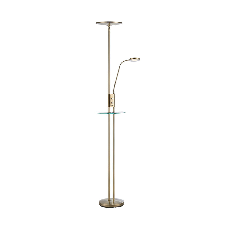 Lampadaire Friend LED avec port USB 2 lumières en laiton vieilli