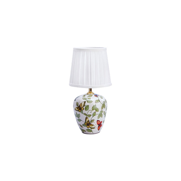 Lampe à poser Mansion en céramique à motifs et blanche
