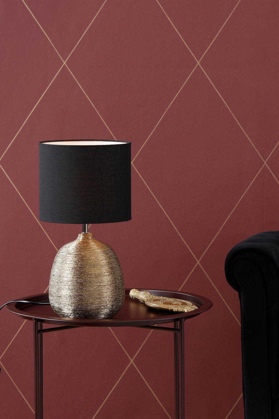 Lampe à poser Oscar en céramique dorée et noire