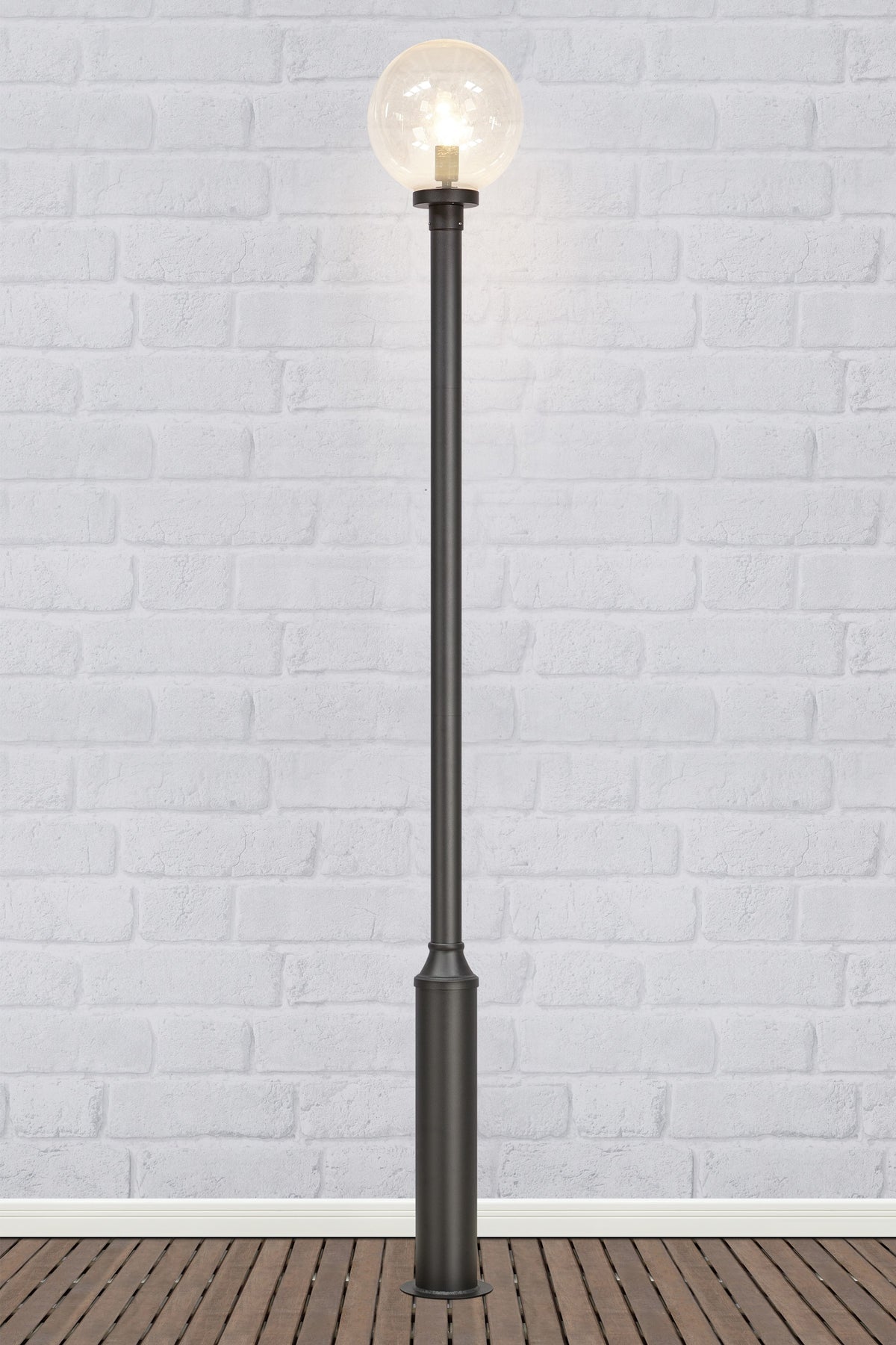 Tête de lampadaire d'extérieur Sphere noire et transparente