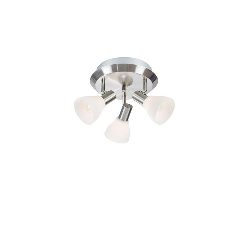 Plafonnier Vero 3 lumières en acier et verre opalin