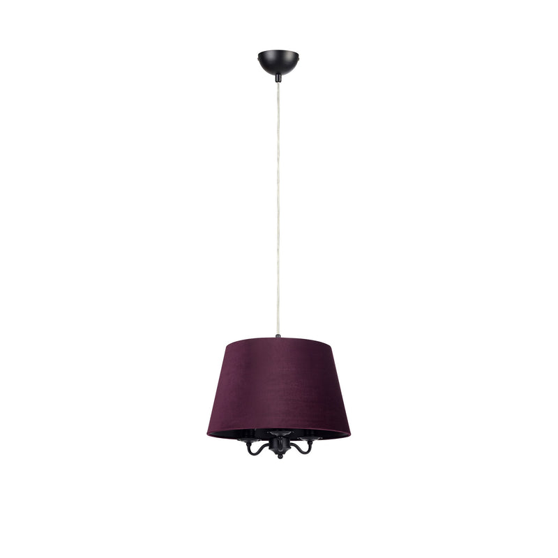 Suspension Jamie 3 lumières en velours noir et violet