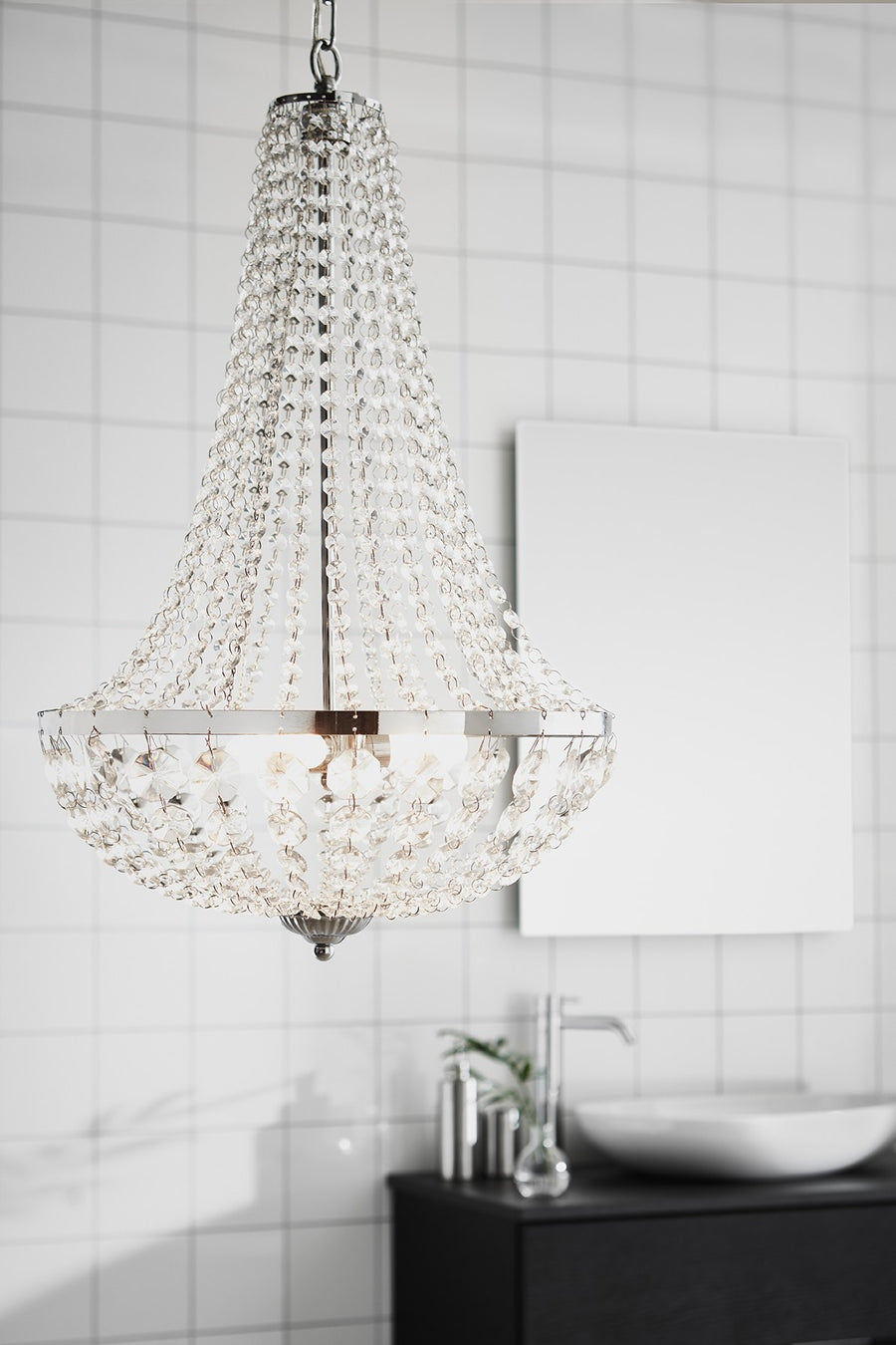 Lustre Gränsö chromé et cristal IP44