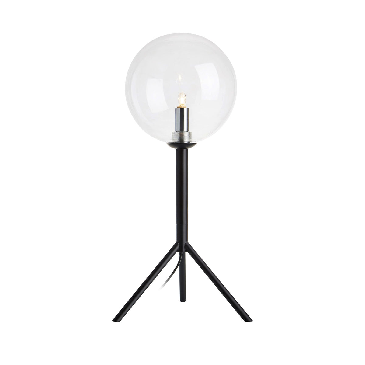 Lampe à poser Andrew noire et verre transparent