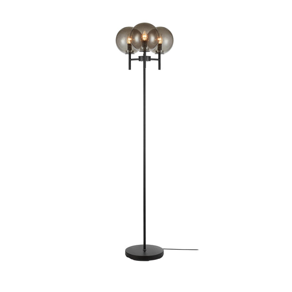 Lampadaire Crown 3 lumières noir et verre fumé