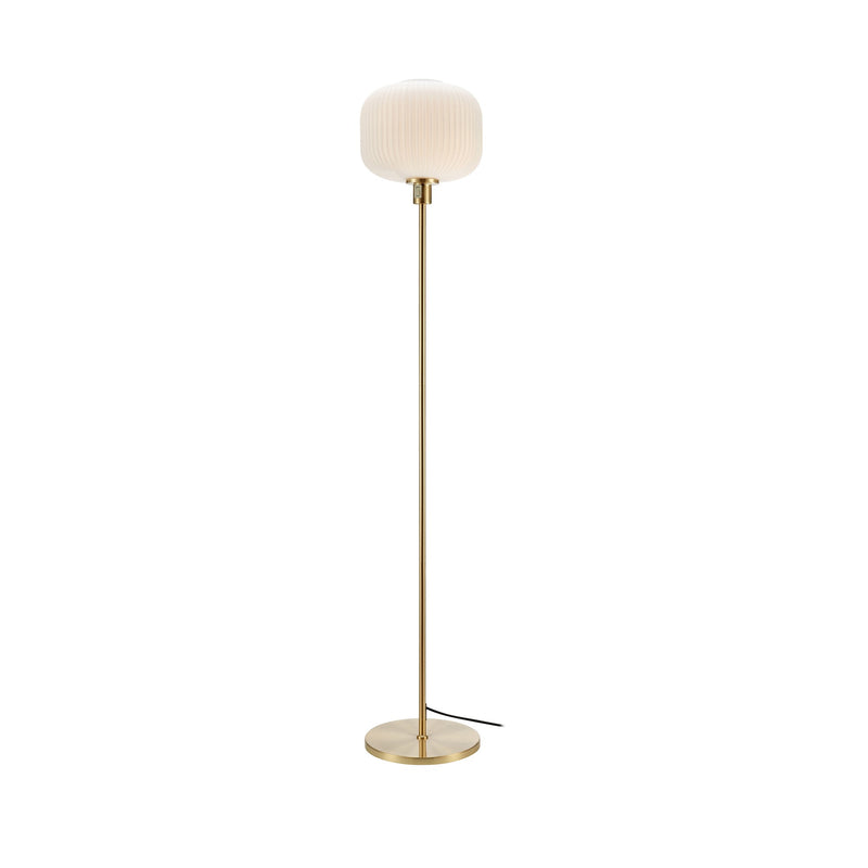 Lampadaire Sober en laiton brossé et verre blanc