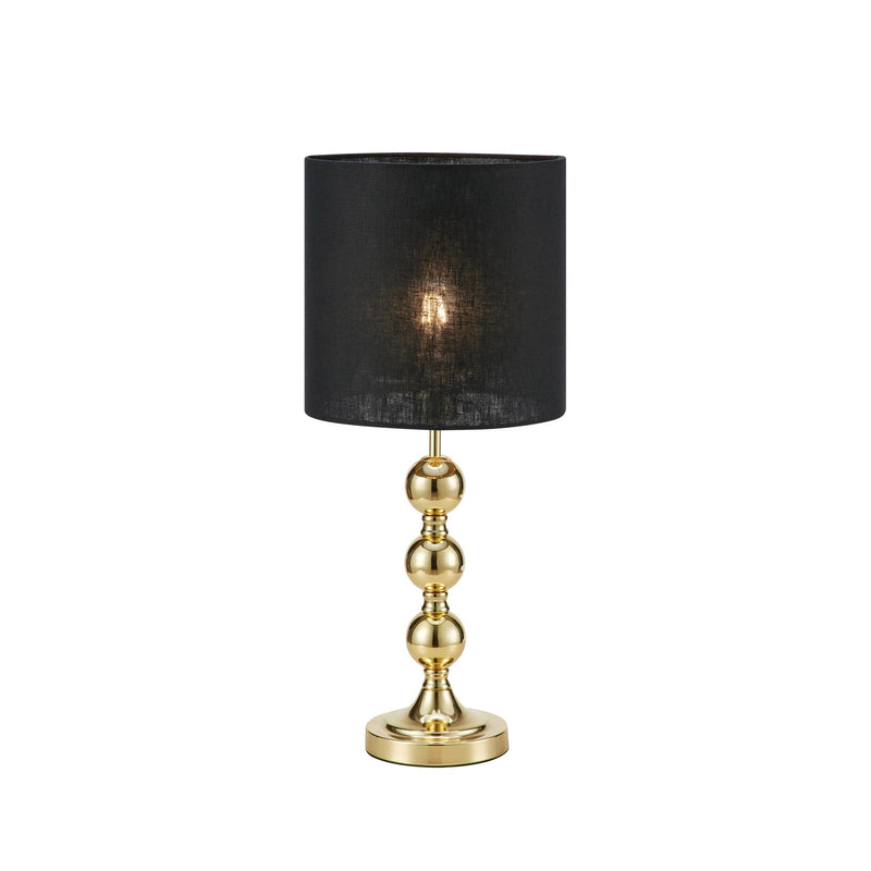 Lampe à poser Octo en laiton et noire, abat-jour en lin