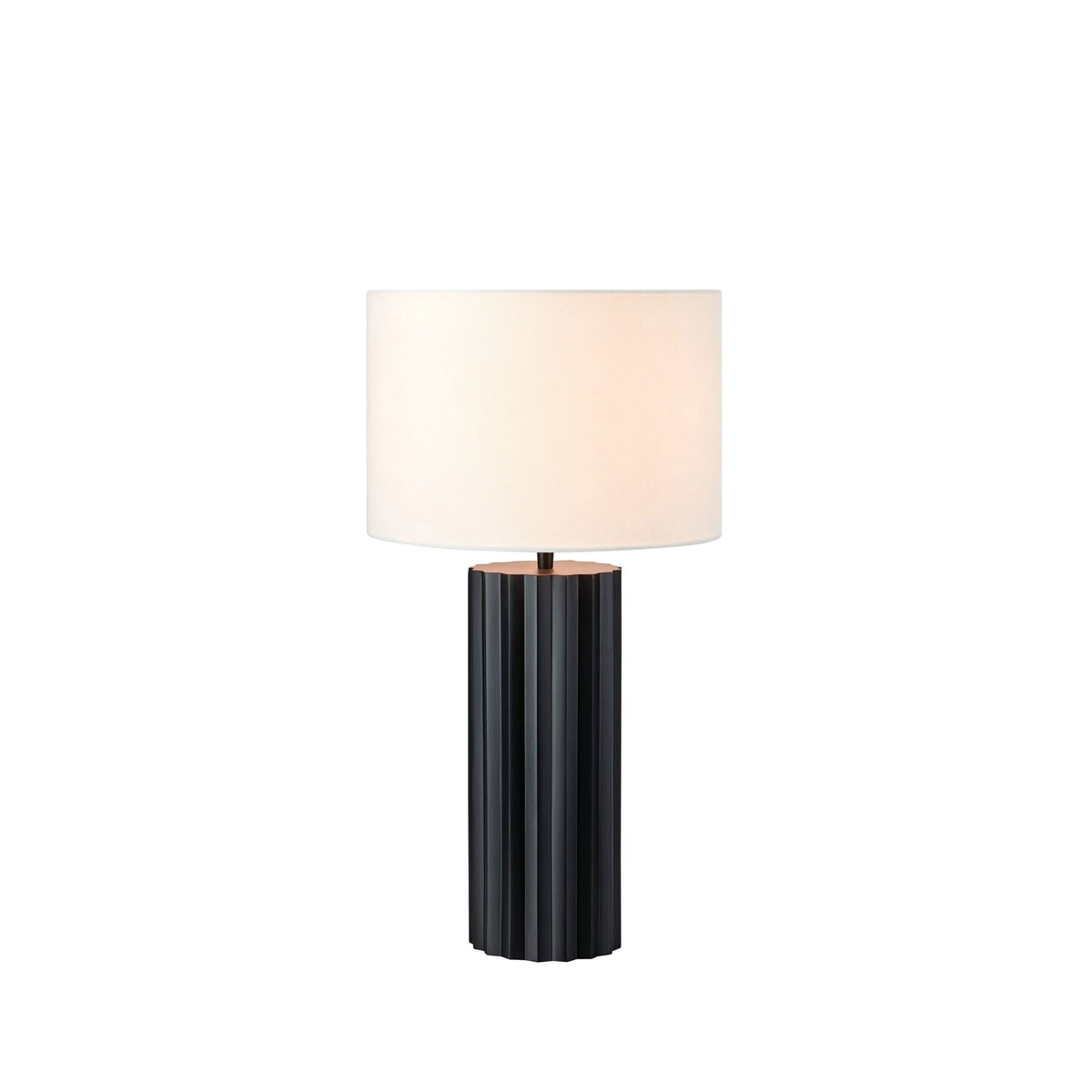 Lampe à poser Hashira noire et blanc cassé, abat-jour en coton