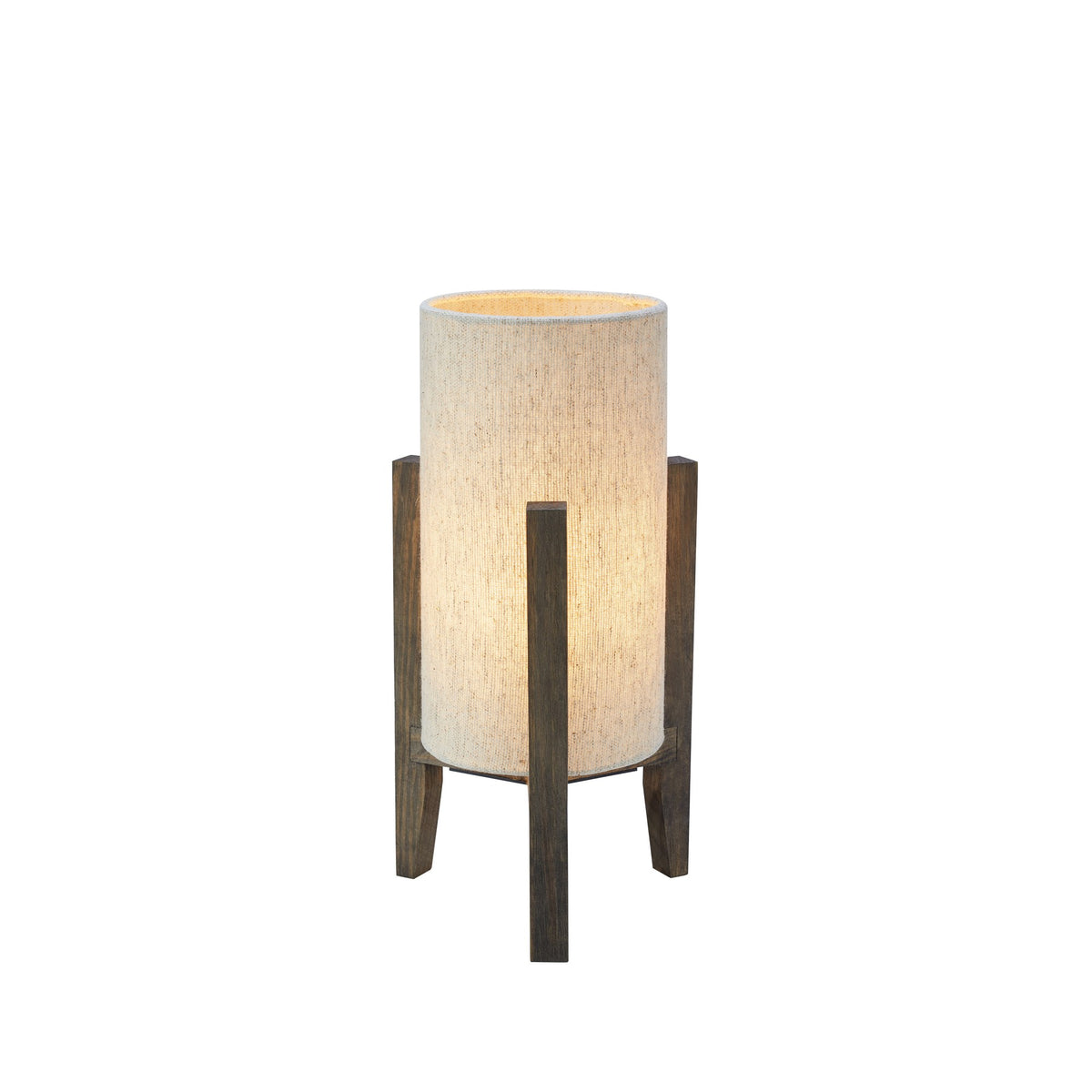 Lampe à poser Eruca en bois teinté brun et beige, abat-jour en lin