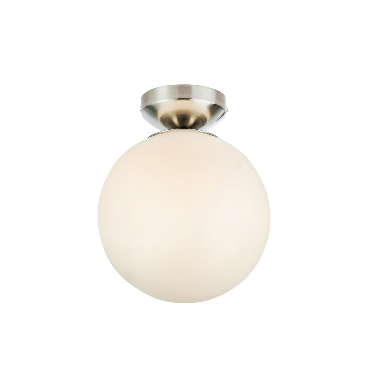 Plafonnier de salle de bain Stintino en verre blanc et nickel satiné