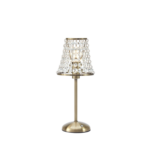 Lampe sans fil Liora en laiton vieilli et cristal